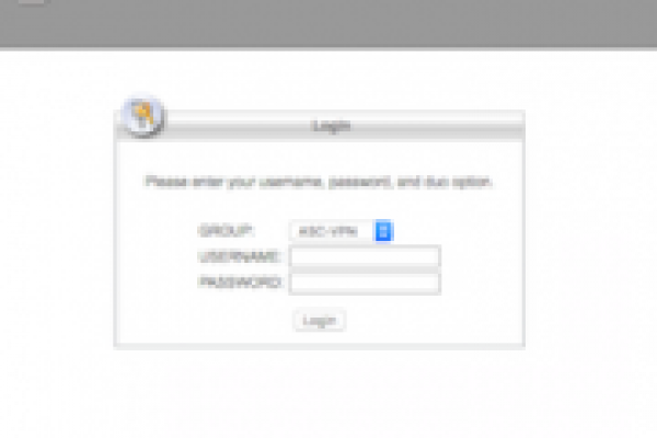 Screenshot of ASC VPN login webpage