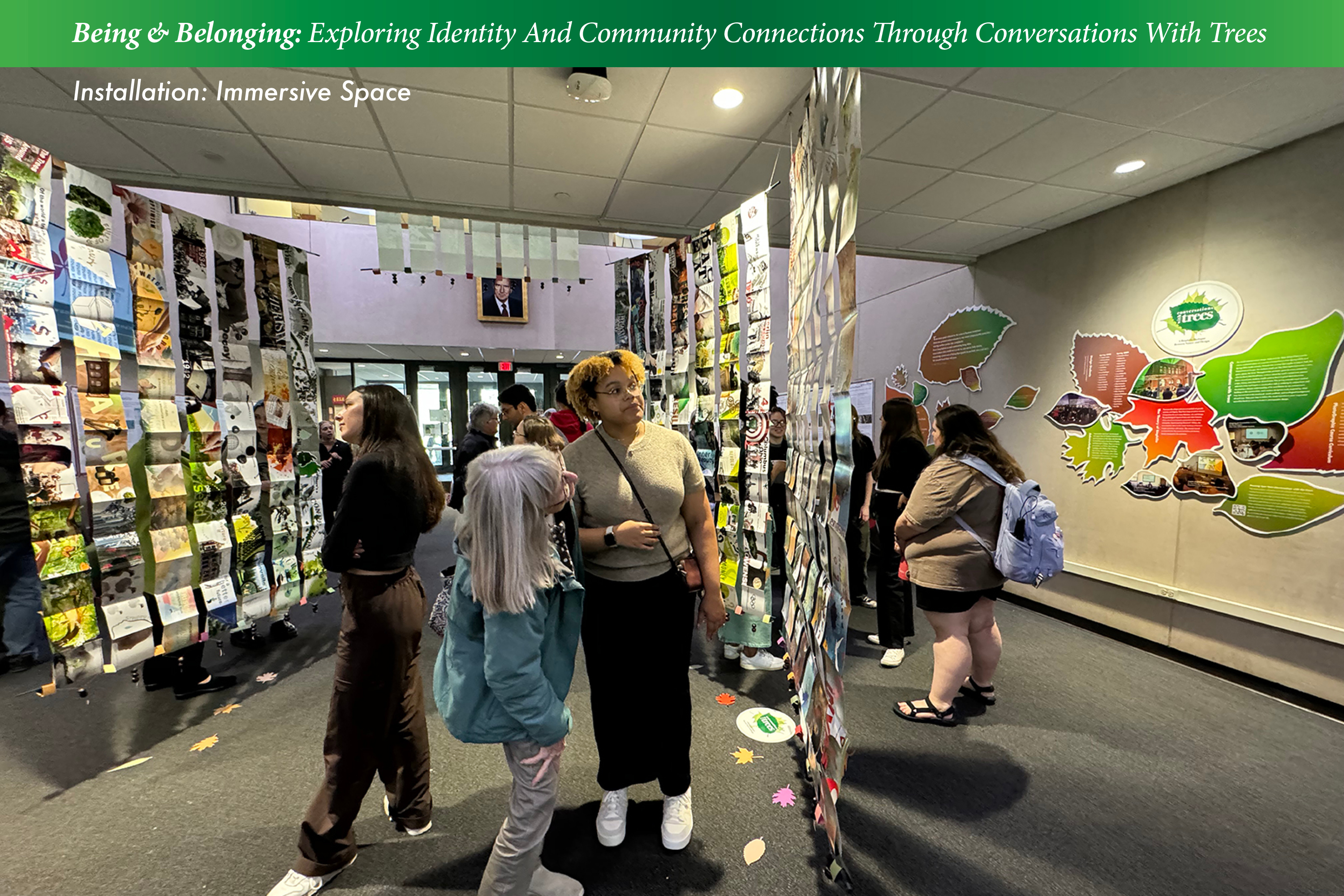 Conversations with Trees: visitors walking around the installation space