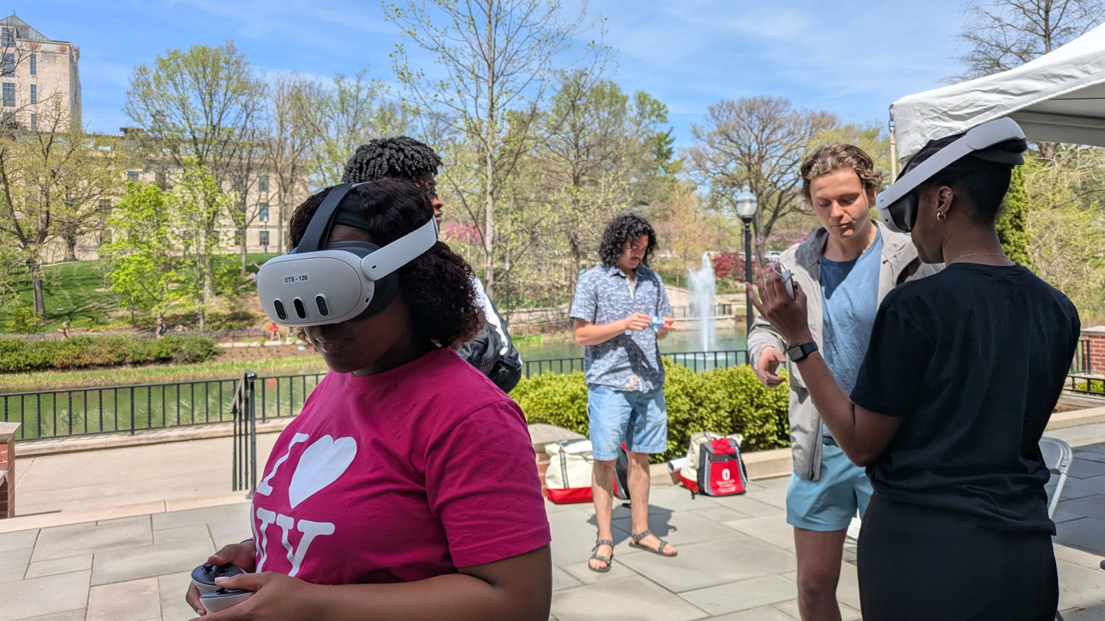 Audience interacting with the VR experience at Mirror Lake