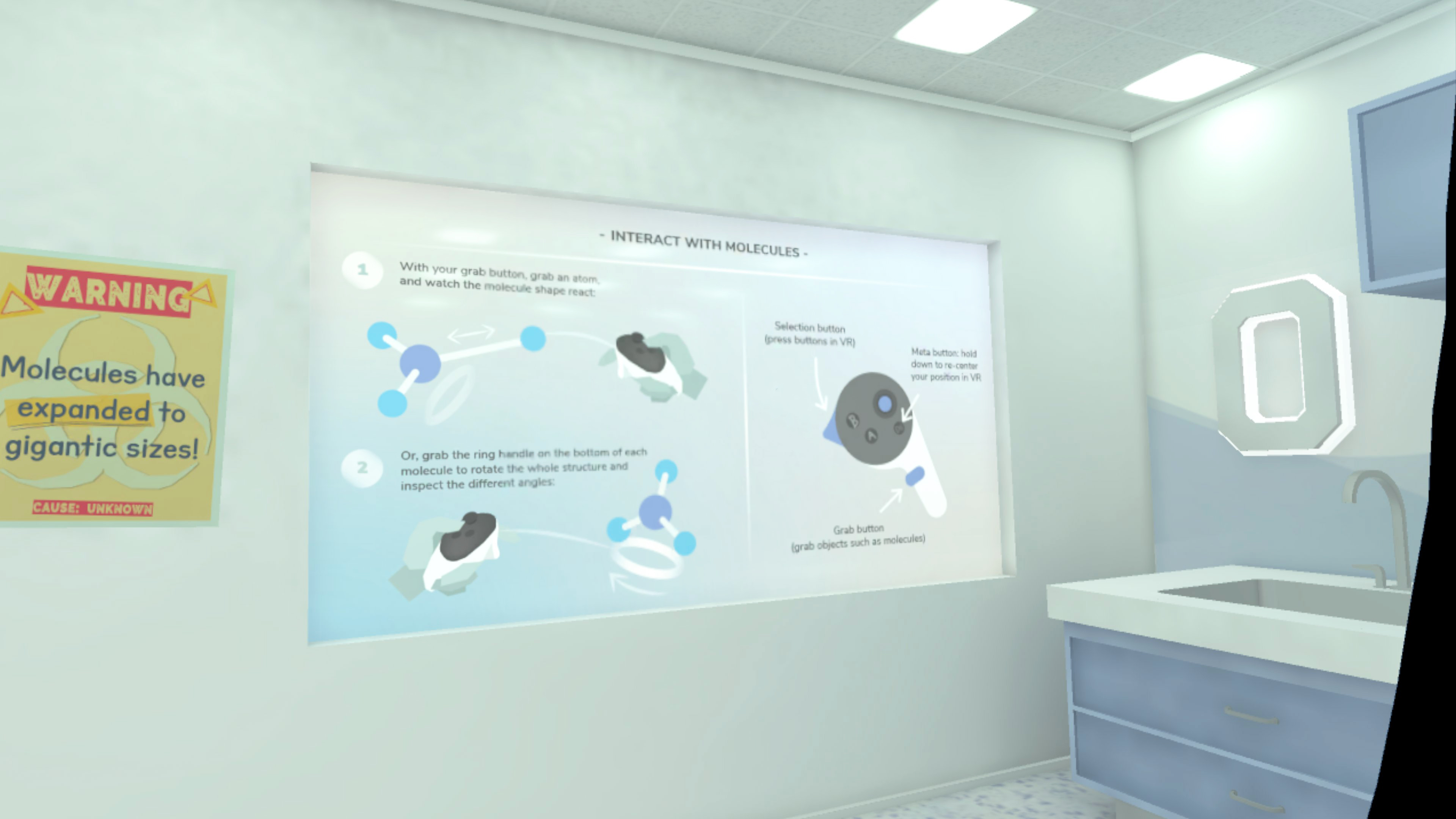 Virtual instruction board for VR interactions