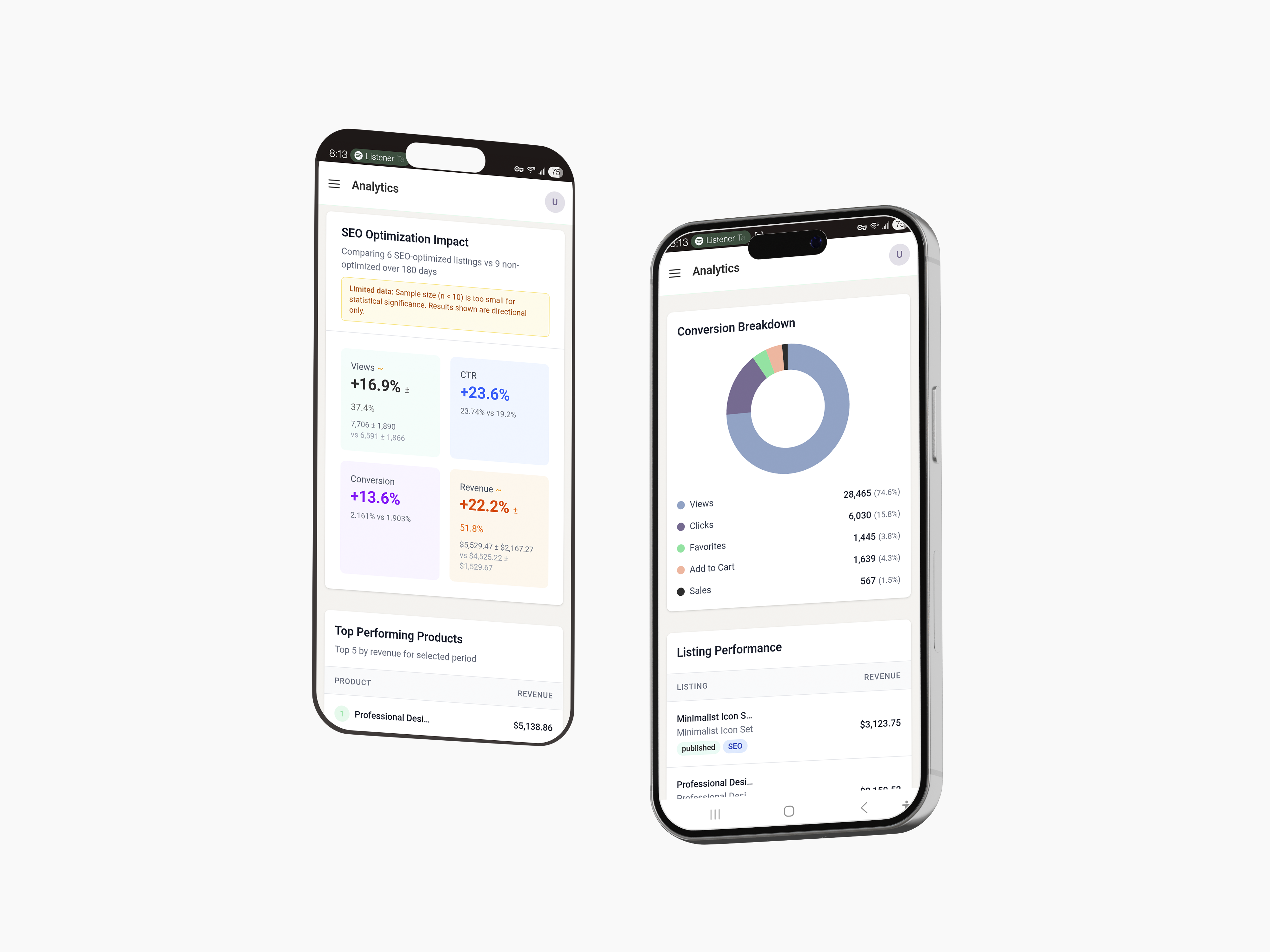 Mobile Application Mockup on two phone screens