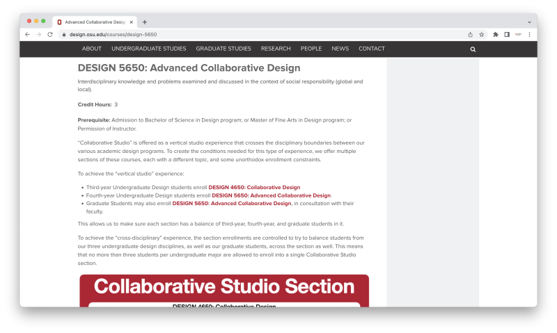 Information about a course on Advanced Collaborative Design