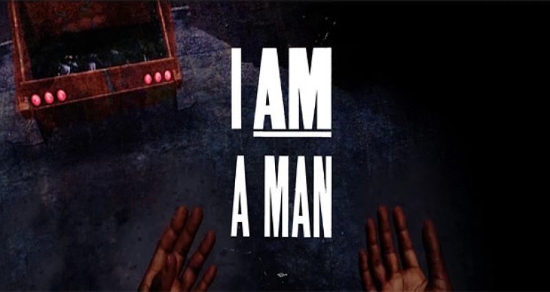 Logo, two hands, garbage truck in background. Words 'I Am A Man'.