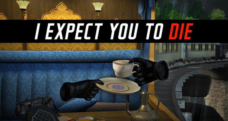 Floating gloves on train, drinking tea. Text 'I expect you to die'.