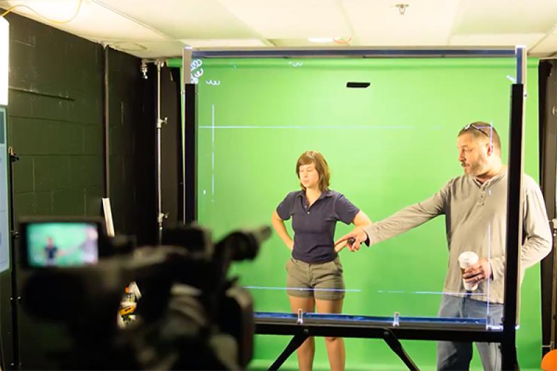 Work instructing teacher for green screen video