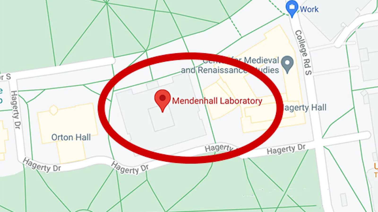 Map to Mendenhall on Ohio State campus