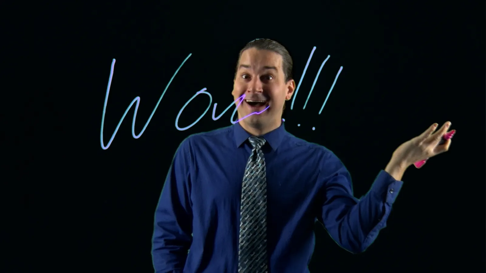 Mike Bierschenk writing on lightboard