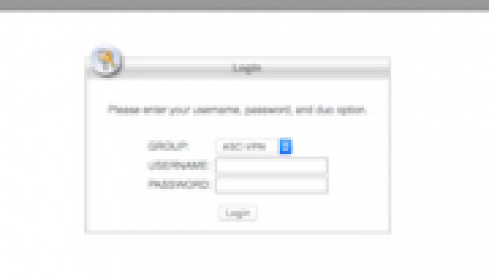 Screenshot of ASC VPN login webpage