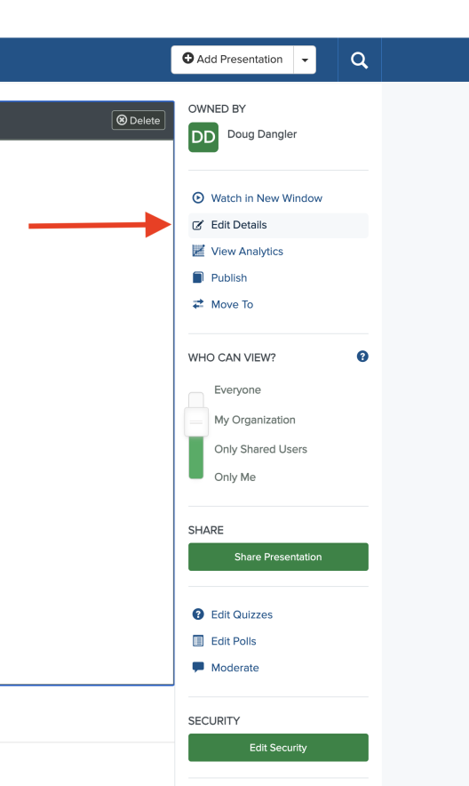 Screenshot of Mediasite
