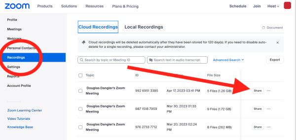 Image 2: Recording settings in Zoom