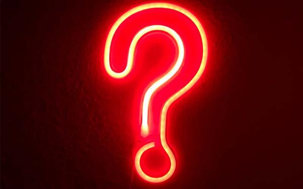 Neon question mark sign