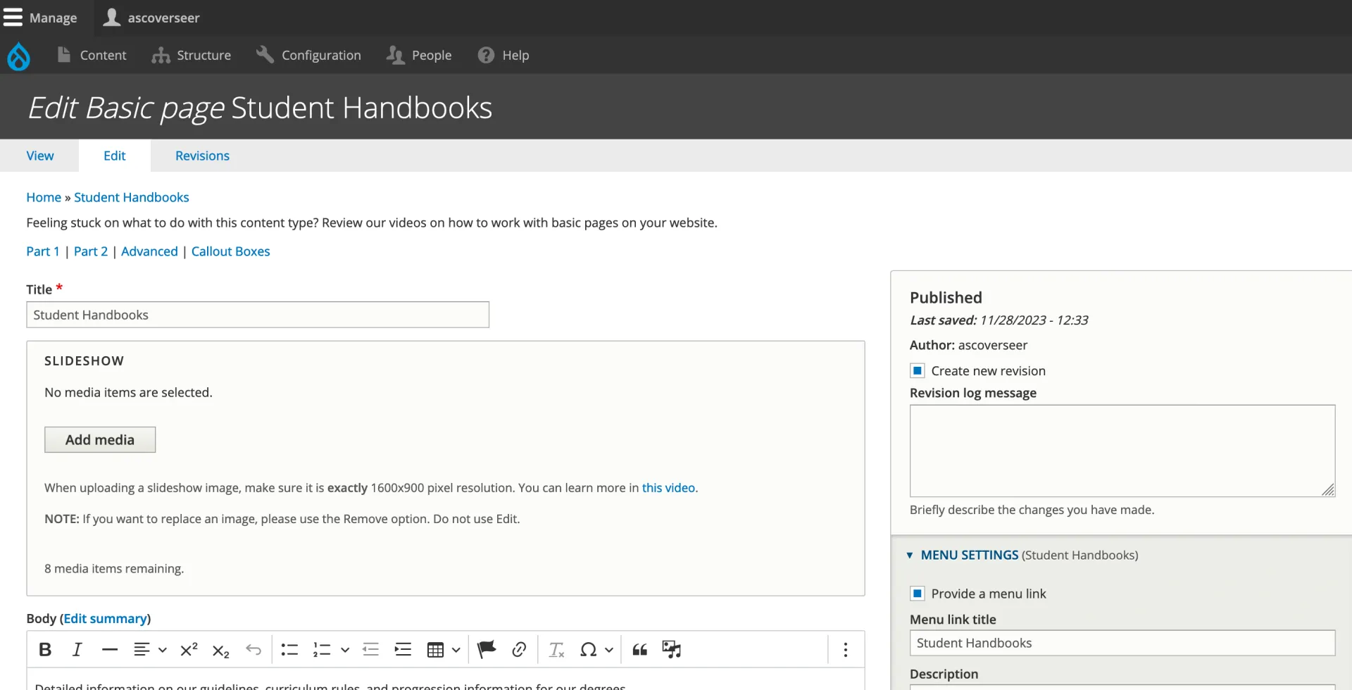 Editing a base page as a content editor