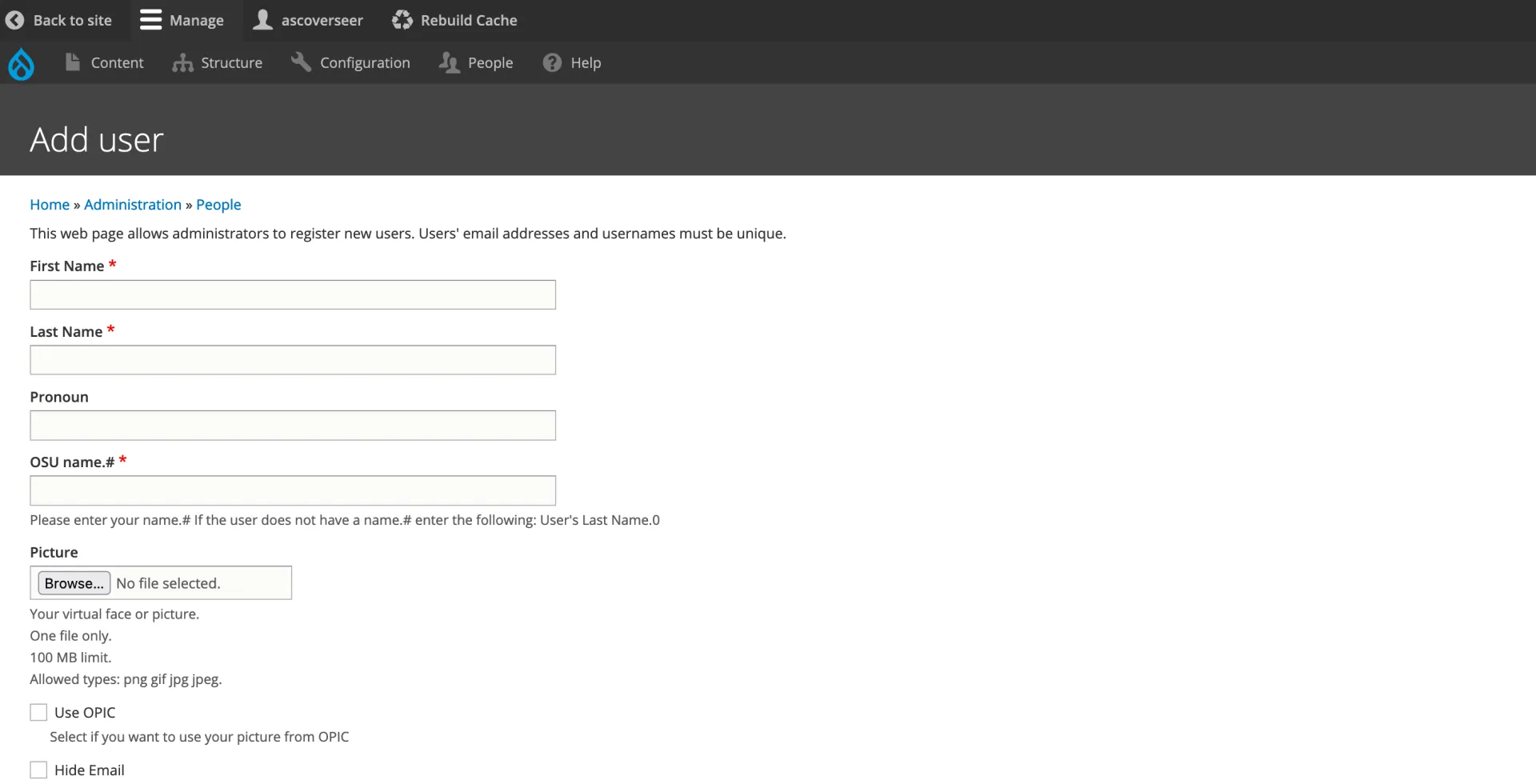 Adding a user