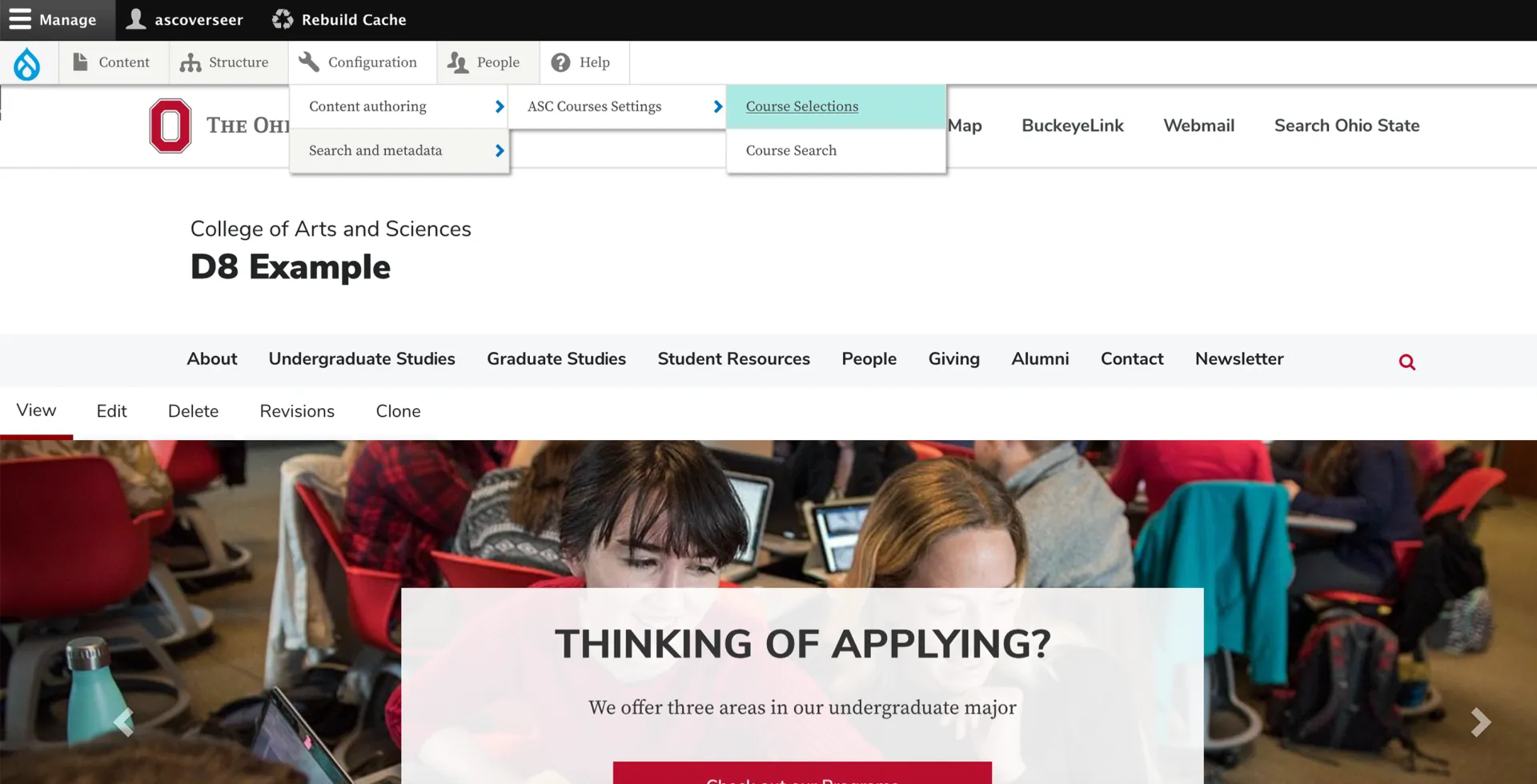 Course content search tabs in Drupal