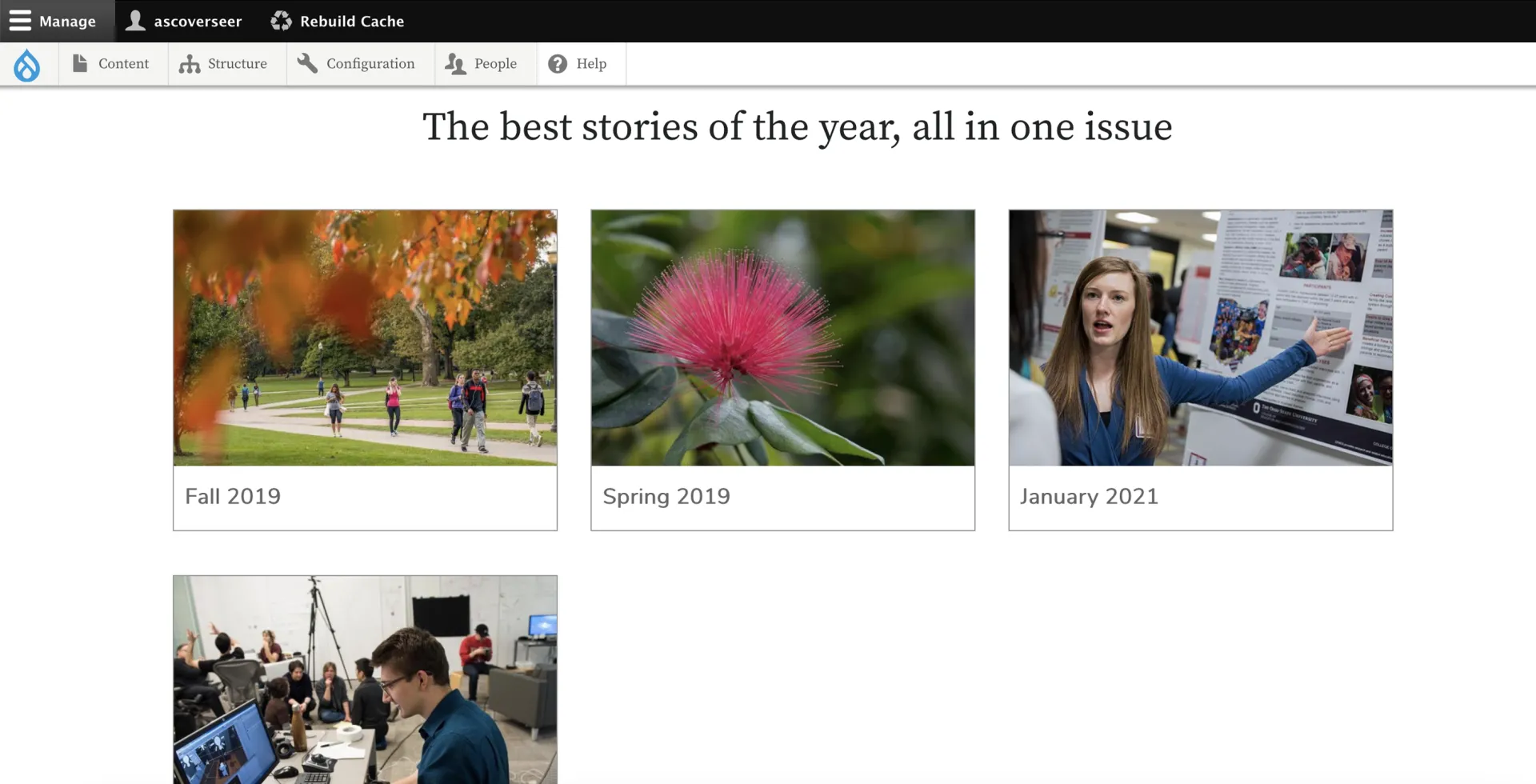 Landing page for a Newsletter Issue