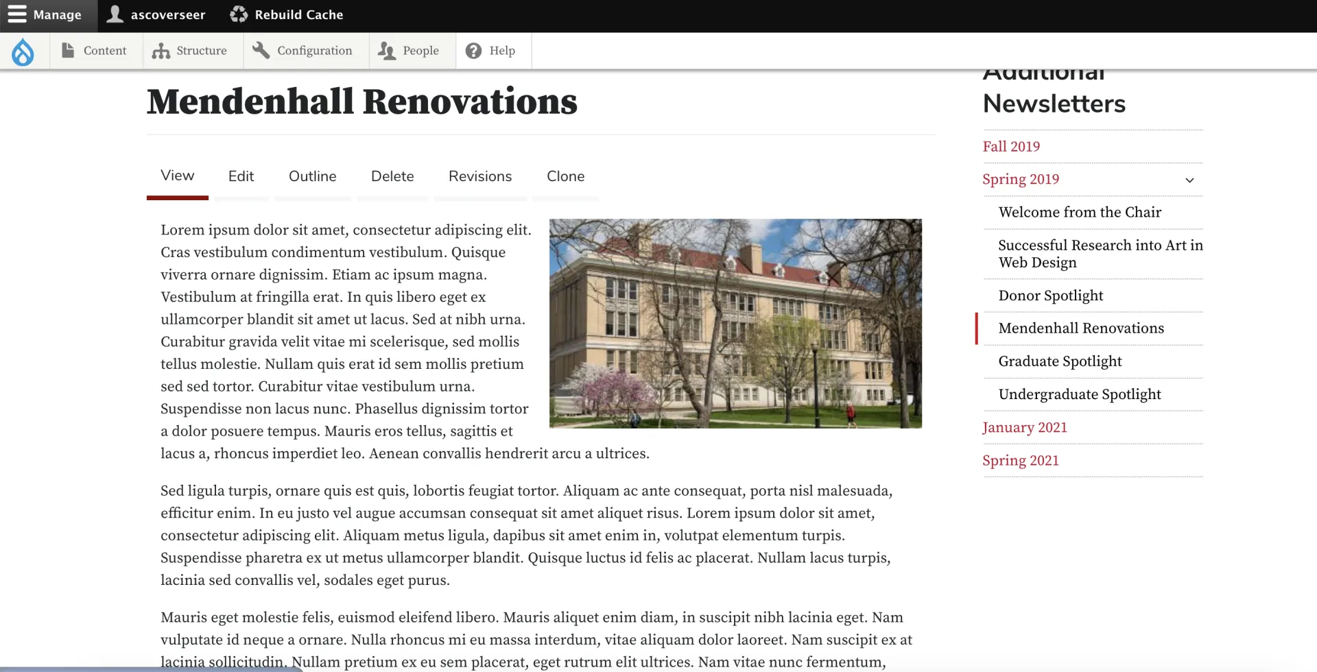 Newsletter article page