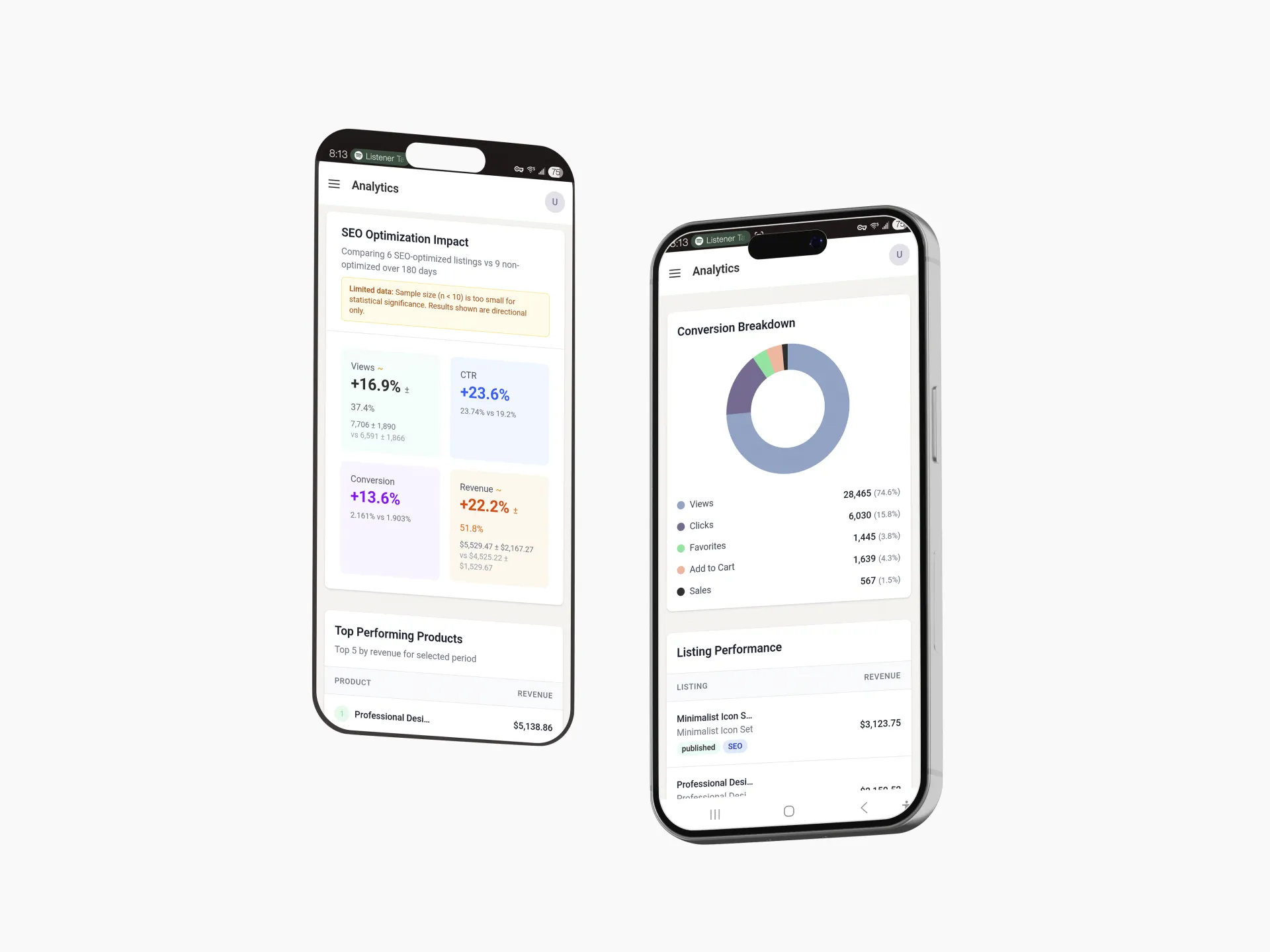 Mobile Application Mockup on two phone screens