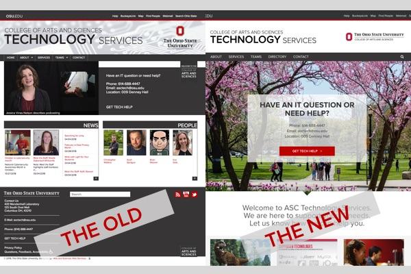 old and new versions of asctech website