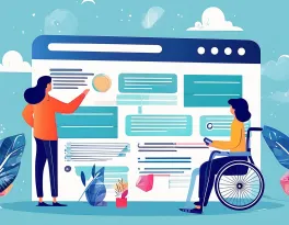 Two people creating accessible website content